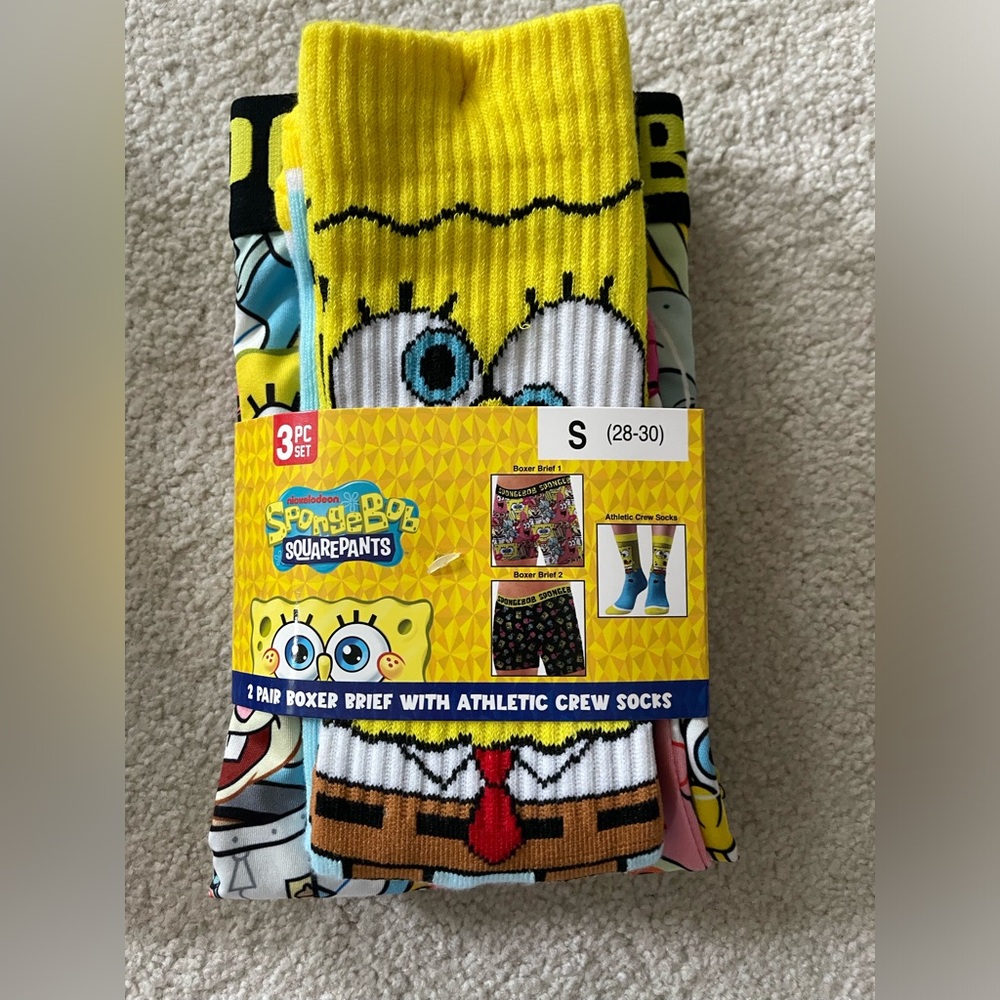 SpongeBob SquarePants Men's 3‑Piece Underwear & Socks Set - Yellow